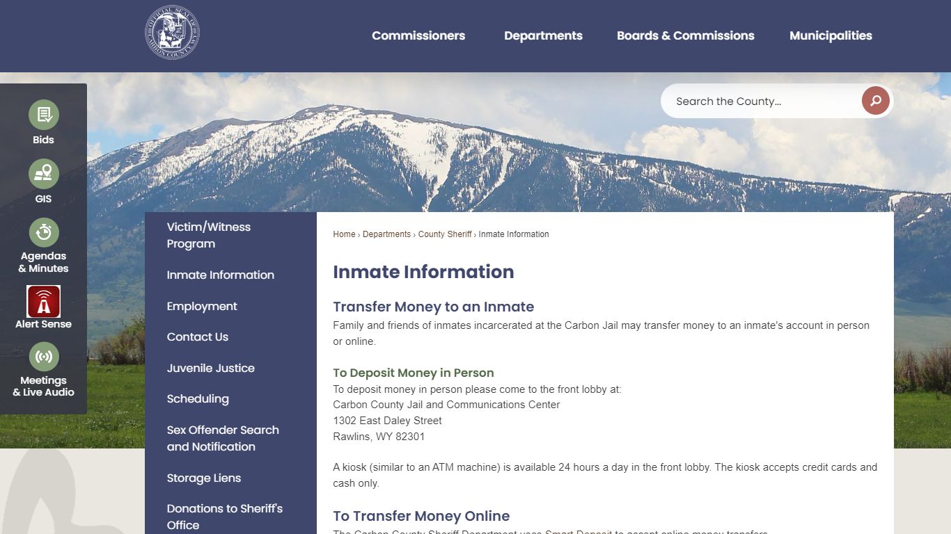 Inmate Information | Carbon County, WY - Official Website