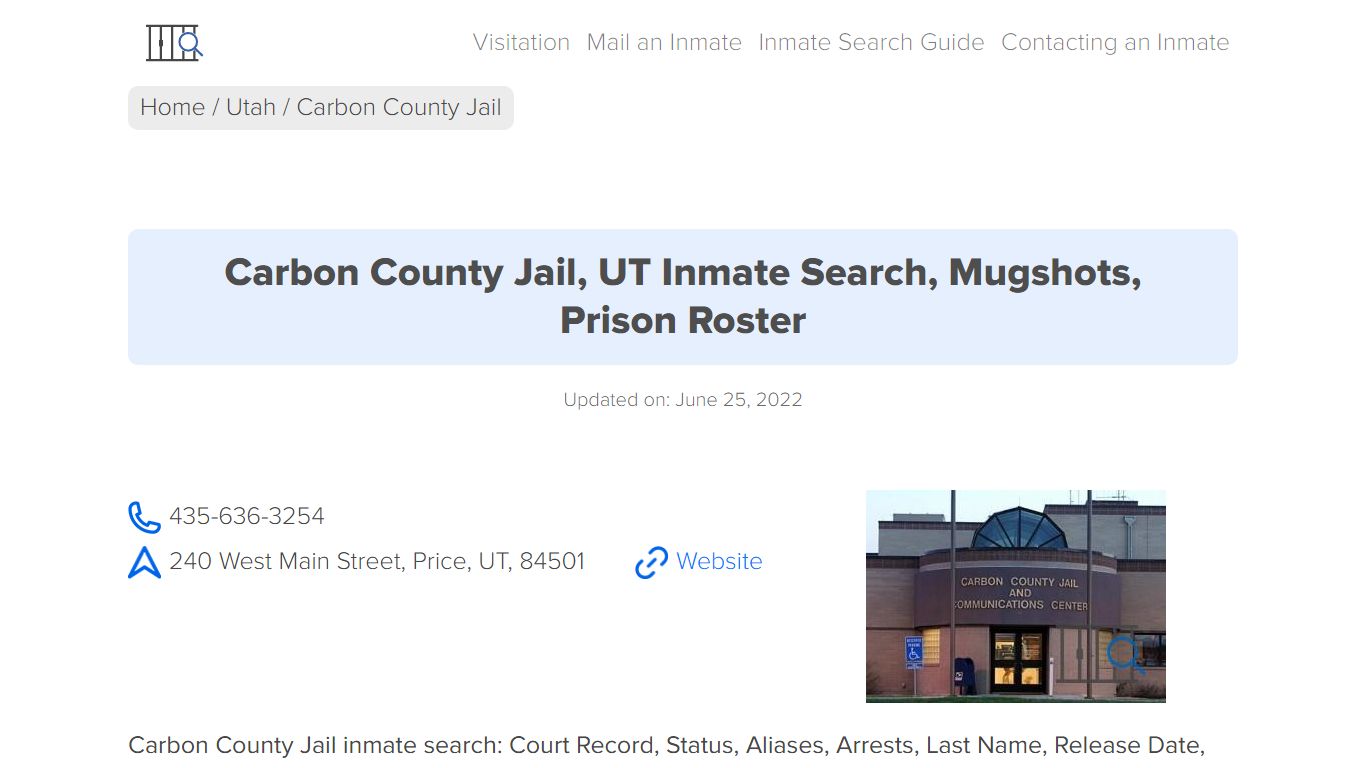 Carbon County Jail, UT Inmate Search, Mugshots, Prison ...