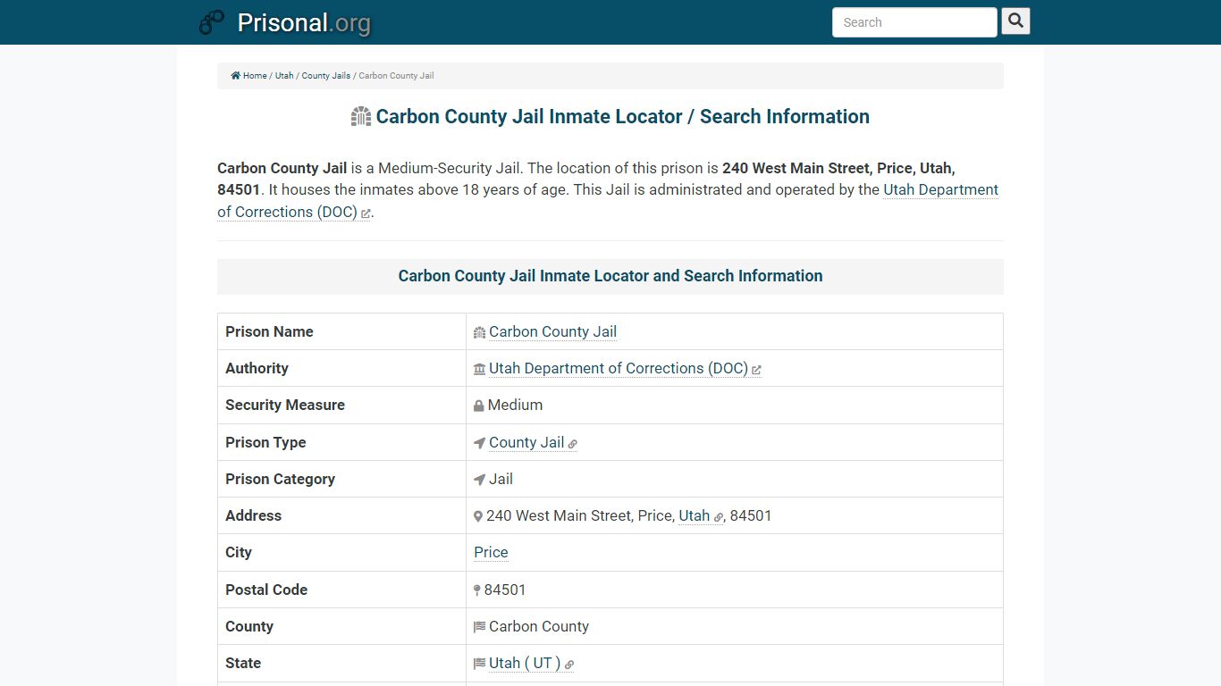Carbon County Jail-Inmate Locator/Search Info, Phone, Fax ...